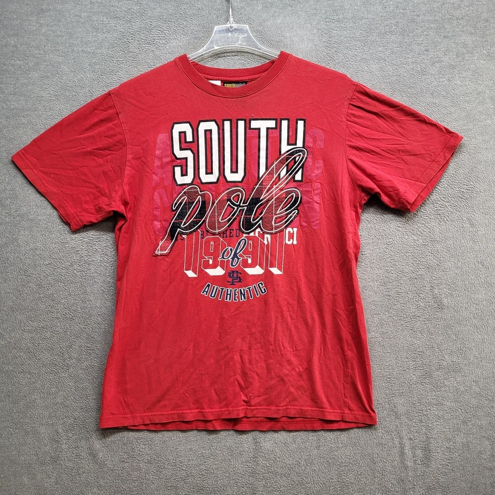 Southpole Men Shirt Large Red‎ Logo Y2K Short Sleeve Tee